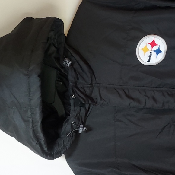 NFL Pittsburgh Steelers Men’s Full-Zip Winter Quilted Hooded Jacket Black XL - Picture 3 of 11